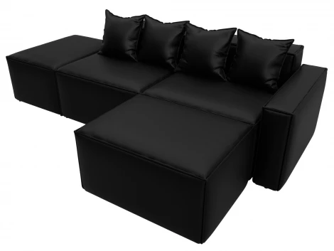 Диван угловой модульный Лига-063 угол правый (ДСП/Пластик/Экокожа/Черный) Лига Диванов 129790