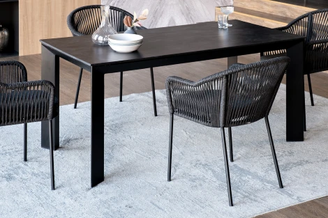 Обеденная группа на 4 персоны со стульями Лион, каркас темно-серый, роуп темно-серый 4SIS Венето VEN-CL4T1-5-SET D-gray