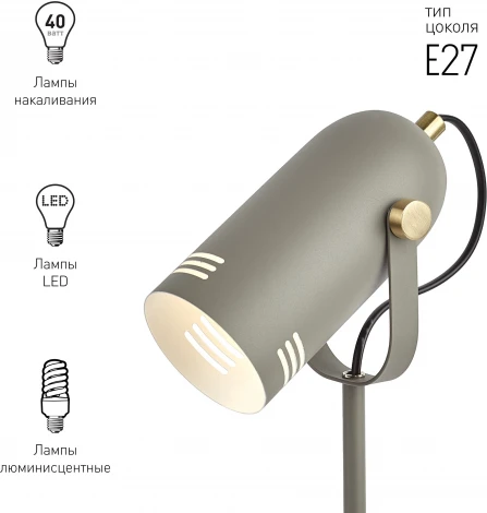 Офисная настольная лампа ЭРА N-117-Е27-40W-GY (220V, выключатель)