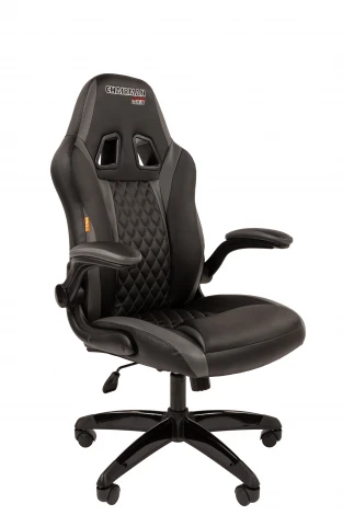 Кресло Chairman game 15 Россия экокожа черный/серый 7213477
