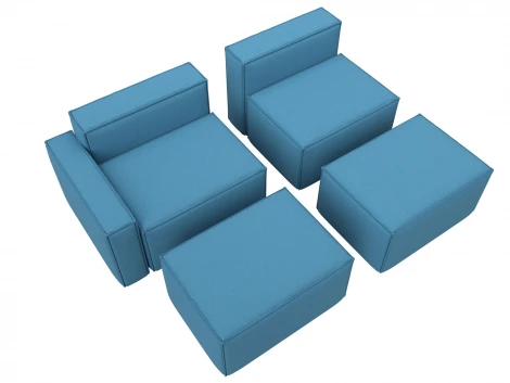 Диван угловой модульный Лига-063 угол левый (ДСП/Пластик/Рогожка/Голубой) Лига Диванов 129786L