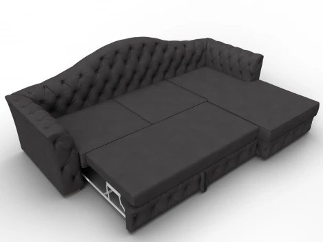 Диван угловой Артис правый угол (Брус,Рейка,Замша/Коричневый) Лига Диванов 128040