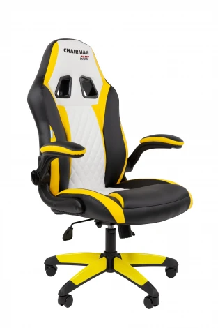 Офисное кресло Chairman Game 15 Россия экокожа черный/желтый/белый