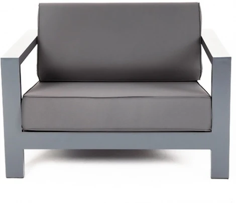 "Гранада" кресло алюминиевое, цвет темно-серый (RAL7024) муар, ткань темно-серая 027 4SIS арт.УТ-00007509