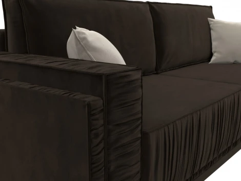 Диван прямой Лига-044 (Коричневый,Бежевый/Микровельвет) Лига Диванов арт.122260