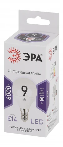 Лампочка светодиодная E14 9W ЭРА LED P45-9W-860-E14