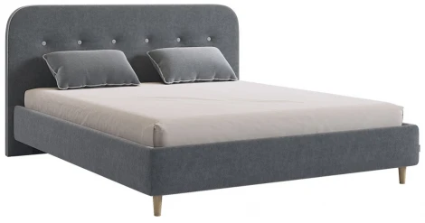 Кровать с основанием Лео 160х200 см Mebelson (ЛДСП,Ткань,Велюр/Графит,Серый) арт.KM1.6-19.2346