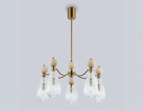 Потолочная люстра на штанге с травертином Ambrella Ceramo Modern LH53286