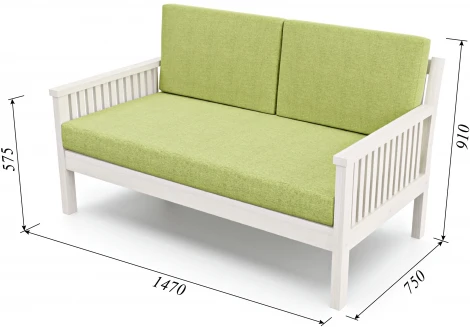 Диван Arsko Норман М беленый дуб зеленая рогожка