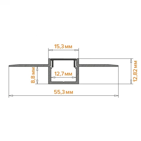 Профиль алюминиевый под шпатлевку встраиваемый серый 55х13х3000мм Wolta WAP WAP-I-55/13/3000-A