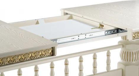 Стол деревянный Woodville Кассиль крем / золотая патина арт.615219