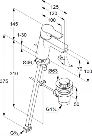 Смеситель Kludi Pure&Easy 372820565 для раковины