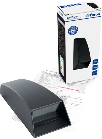 Настенный светильник уличный светодиодный Feron Дели 48364 DH506, 6W, 170Lm, 4000K, черный