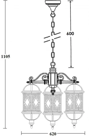 Уличный светильник подвесной Oasis Light SORENTO 92670 3 cover Bl (220V, на цепи, фонарь, IP44)