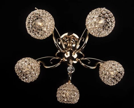 Потолочная люстра Eurosvet 7777 7777/5 золото (220V, хрусталь, шарики)