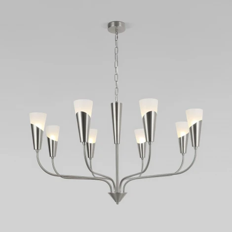 Подвесная люстра Wi-Fi Eurosvet Rhyton 60167/8 никель (220V, управление смартфоном, голосовое управление, умный дом - Minimir Home, Алиса, Маруся, Салют, на цепи)