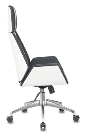 Кресло руководителя Бюрократ _OPTIMUM черный эко.кожа крестовина алюминий пластик белый