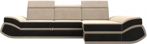 Диван угловой Лига-032 правый угол (Бежевый,Коричневый/Велюр) Лига Диванов арт.121643