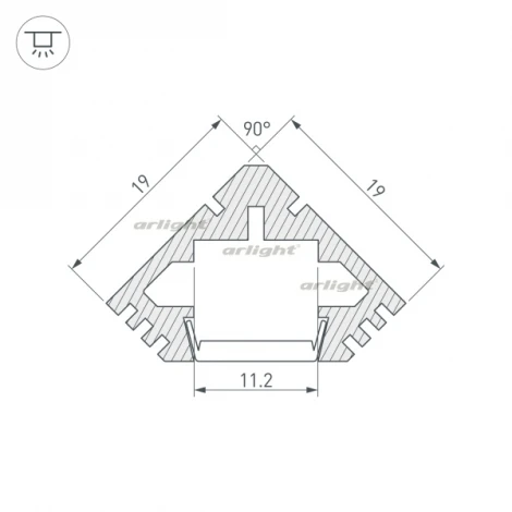 Профиль PDS45-T-2000 ANOD Black (Алюминий) 015033 Arlight