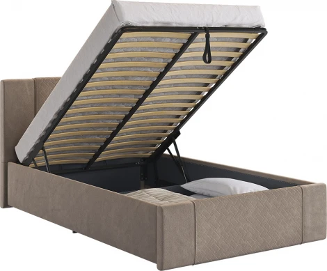 Кровать с подъемным механизмом Хлоя 120х200 см Mebelson (ДСП,Ткань/Латте) арт.ZP.KM1.2-24.2763