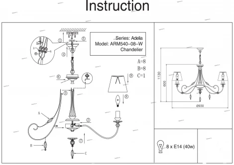 Подвесная люстра Maytoni Adelia ARM540-08-W