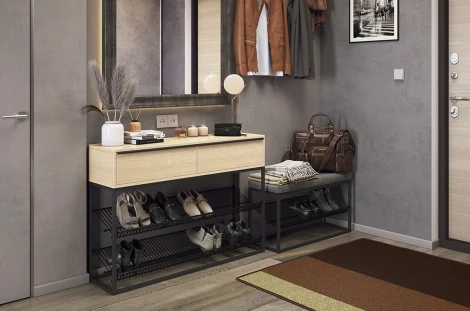 Обувница Крафт 1, цвет черный муар/графит Mebelson (арт.LMN-11.1869)