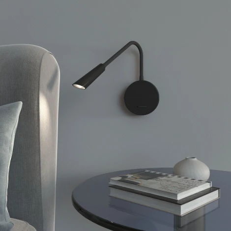 Настенный светильник на гибкой ножке с подсветкой для чтения Elektrostandard Stem 40120/LED черный (220V, выключатель)