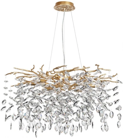 Подвесная люстра Odeon Light Delica 4969/10 HALL античн.бронза/алюмин./хрусталь G9 10*40W (220V, на тросе, лепестки, ветки)