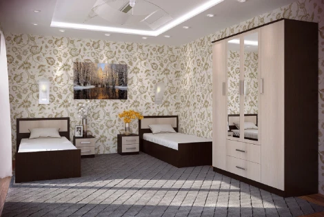 Кровать БТС 90х200 с проложками ДСП Фиеста LIGHT, венге / лоредо