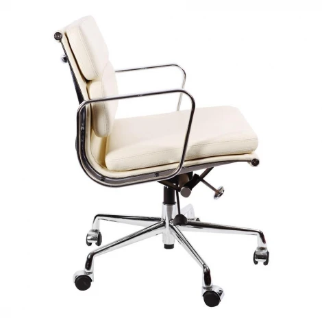 Кресло Eames Style Soft Pad Office Chair EA 217 Кремовая кожа