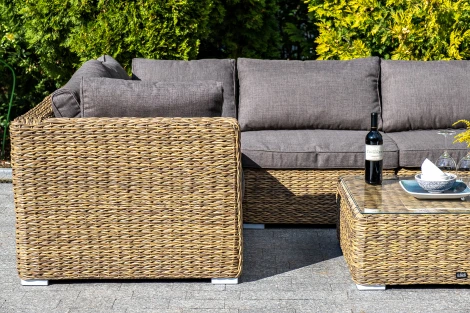 Трансформирующийся диван из искусственного ротанга (гиацинт), цвет соломенный 4SIS Лунго YH-C1033W-SET TW