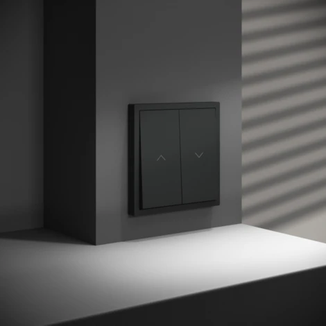 Выключатель встраиваемый Voltum S70 для жалюзи 10А, (черный матовый)