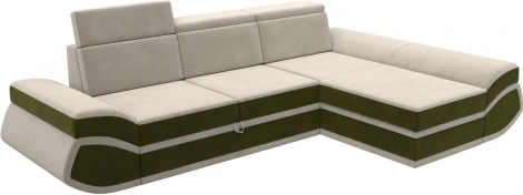 Диван угловой Лига-032 правый угол (Бежевый,Зеленый/Микровельвет) Лига Диванов арт.121649