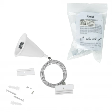 Набор для подвесного монтажа трехфазных шинопроводов Uniel UFB-H41 WHITE 1 POLYBAG