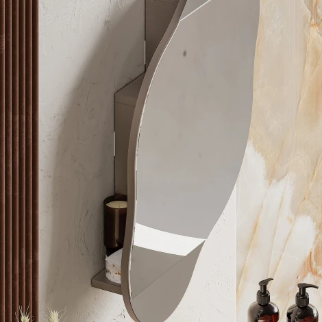 Шкаф настенный CLOUD STORAGE WALL MIRROR LEVE (ЛДСП/Бежевый) арт.LEV01106