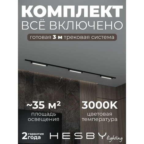 Трековая система в сборе встраиваемая однофазная 220V Hesby Lighting №1 однофазная накладная Skylite HSBL_kompl_S001_NI3B3K
