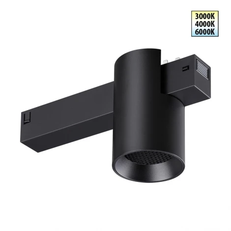 Трековый светильник трехфазный светодиодный Novotech Vector 359954 черный с переключ. цв. темпер. IP20 LED 3000К\4000К\6000К 10W 90-240V