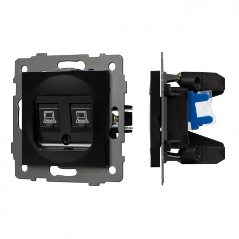 Механизм компьютерной розетки двойной SCT-MPC2-PL-BK-V (RJ-45, CAT6) (Arlight) 049853