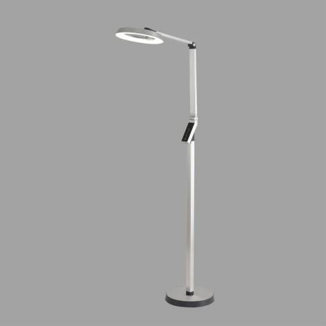 Торшер светодиодный с сенсорным выключателем Lumion Genri 8333/15FL серебро, металл/пластик LED 15W 3000/4000/6000K CCT/диммер/LCD 220V (регулировка яркости)