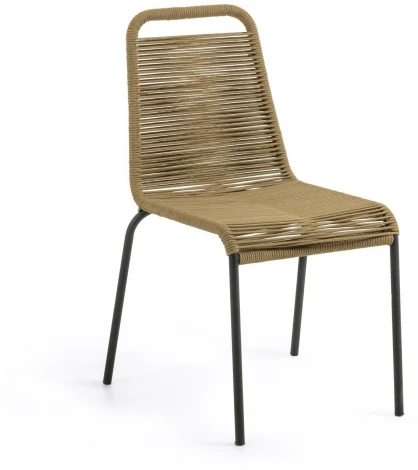Стул уличный La Forma (ex Julia Grup) Lambton (Коричневый,Бежевый,Черный/ Сталь,Веревка,Металл)