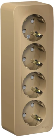 Розетка накладная четверная с заземлением и шторками (титан) Systeme Electric Blanca BLNRA011414