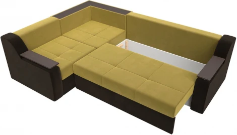 Диван угловой Кронос левый угол (Желтый,Коричневый/Микровельвет) Лига Диванов арт.114617L