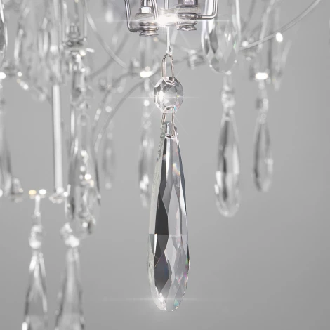 Подвесной светодиодный светильник с хрусталем и регулировкой цветовой температуры Bogate's Tense 443/1 хром (220V, подвески, пульт управления, на тросе)