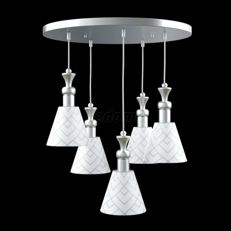 Люстра подвесная Lamp4you, 5 плафонов, хром с белым и серым