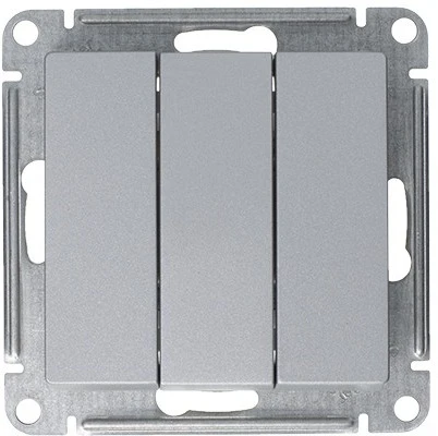 Выключатель встраиваемый трехклавишный (алюминий) Systeme Electric AtlasDesign ATN000331