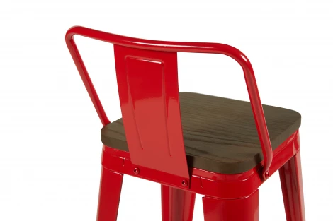 Стул барный TOLIX со спинкой красный глянцевый + темное дерево KD 4 шт. Stool Group УТ000042403