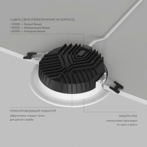 Точечный встраиваемый влагозащищенный светильник Denkirs Versa DK2462-WH