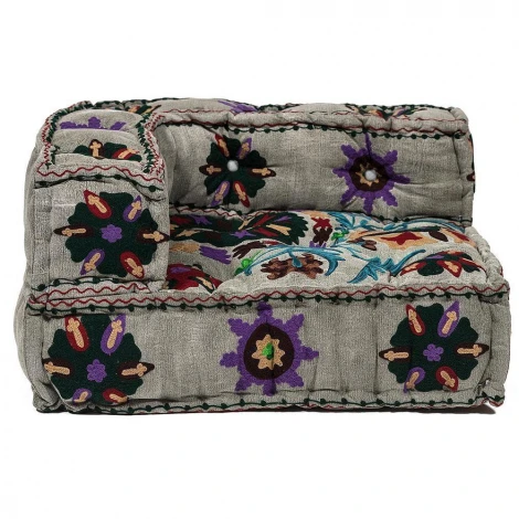 Модуль мягкий угловой Secret De Maison SOL (mod. 10234) серый с цветами (cotton velvet)