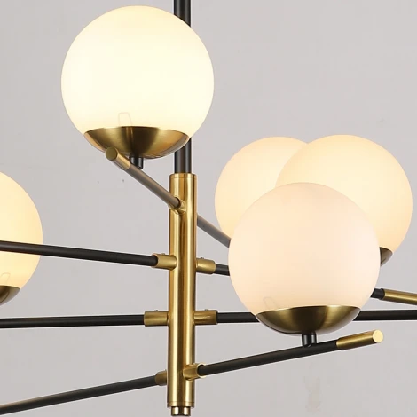 Потолочная люстра на штанге ILLUMICO IL0063-8P-79 BK COP (220V, шар)