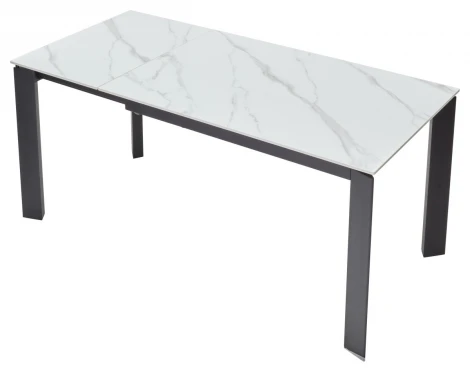 Стол CORNER 120 MATT WHITE MARBLE SINTERED STONE/ BLACK